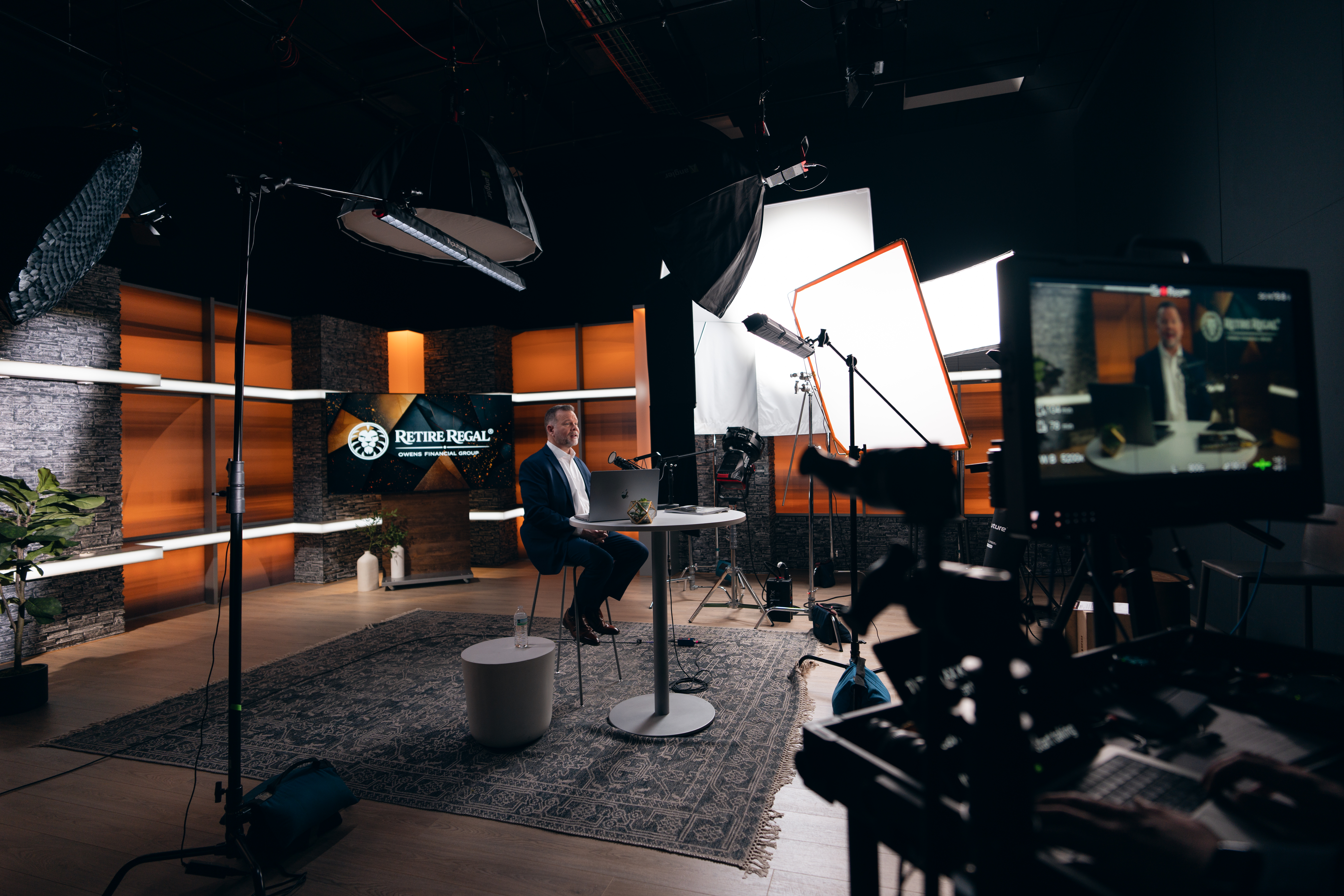Full studio setup — Retire REGAL campaign shoot