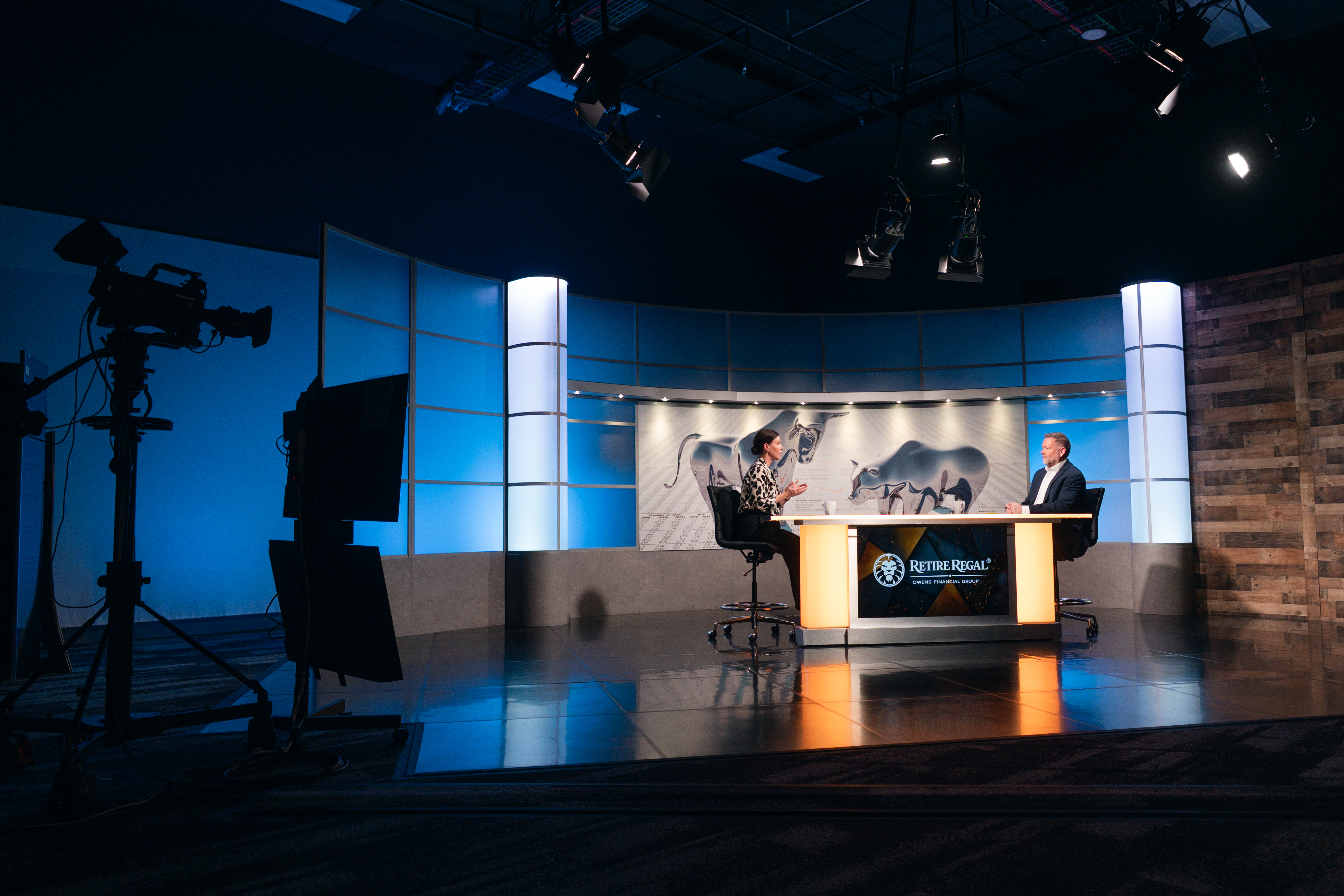 Retire REGAL branded anchor desk — TV studio